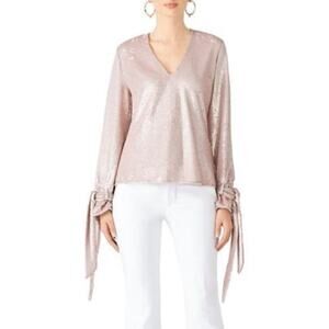 C/MEO Collective Sequin Tie Sleeve Blouse